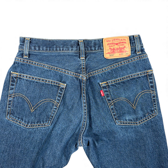 Vintage 505 Levis Jeans Mens 30x30 Blue Regular Straight Dark Wash Denim Y2K - Picture 7 of 10